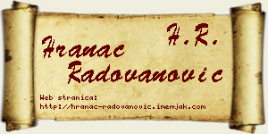 Hranac Radovanović vizit kartica